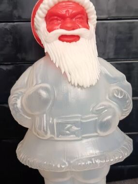 Vintage West Germany Santa Claus Candy Holder – Frosted Plastic Christmas Decora